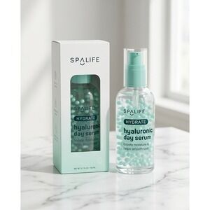 SpaLife Hydrate Hyaluronic Day Serum 3.7 fl oz 100 ml Shimmering Beads NIB